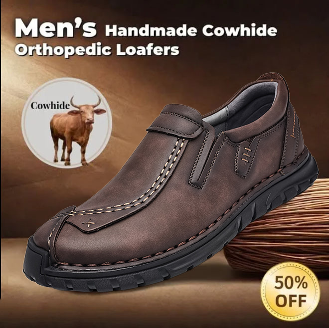 ⏰ 50% off - Men's Orthopedic Casual Shoes, Handmade Genuine Leather Men's Casual Wide-Foot Loafers, Soft-Soled Outdoor Non-Slip Shoes