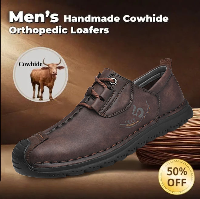 ⏰ 50% OFF - Men's Genuine Leather Non-Slip Orthopedic Shoes, Non-Slip, Wear-Resistant, Soft-Soled Casual Shoes
