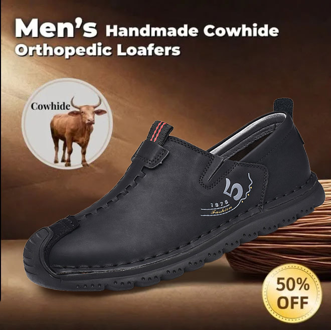 ⏰ 50% OFF - Men's Genuine Leather Non-Slip Orthopedic Shoes, Non-Slip, Wear-Resistant, Soft-Soled Casual Shoes