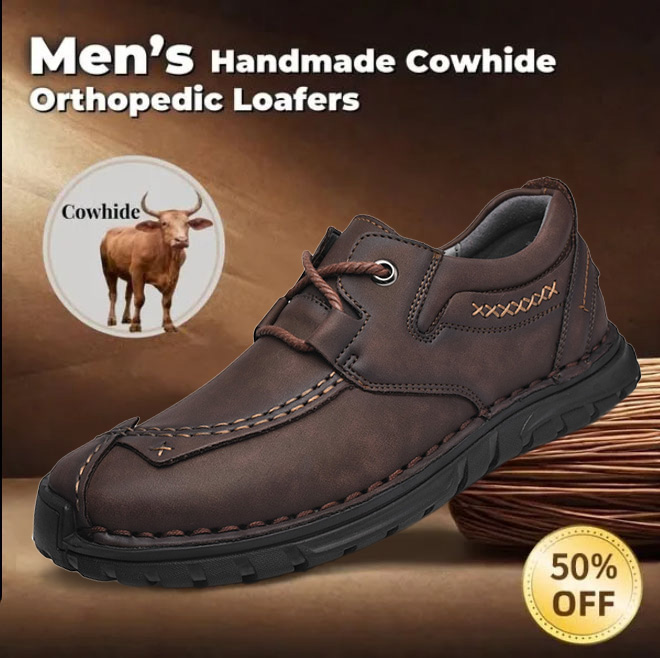 ⏰ 50% off - Men's Orthopedic Casual Shoes, Handmade Genuine Leather Men's Casual Wide-Foot Loafers, Soft-Soled Outdoor Non-Slip Shoes
