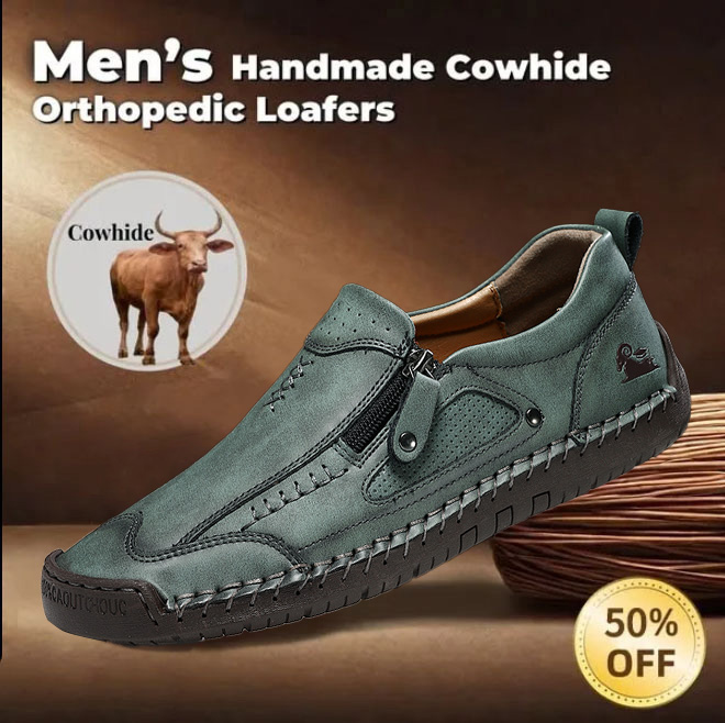 ⏰ 50% OFF - Men's Genuine Leather Non-Slip Orthopedic Shoes, Handmade Stitched Men's Outdoor Casual Shoes