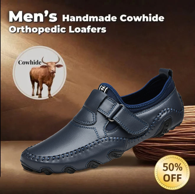 ⏰ 50% OFF - Men's Genuine Leather Non-Slip Orthopedic Shoes, Breathable Soft-Soled Driving Shoes