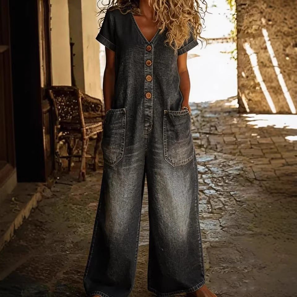 Women's Casual One-Piece Wide-Leg Jumpsuit