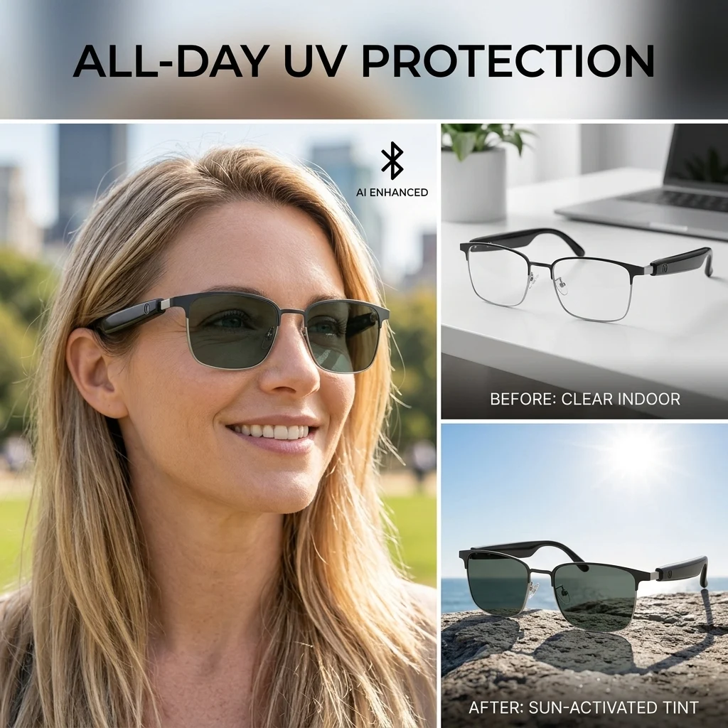 👀 All-weather mobile AI eye assistant, real-time synchronous translation in milliseconds, cross-border barrier-free communication, hands-free calls, music playback, message voice notifications, first-person high-definition shooting