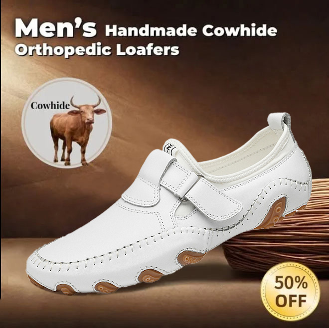 ⏰ 50% OFF - Men's Genuine Leather Non-Slip Orthopedic Shoes, Breathable Soft-Soled Driving Shoes