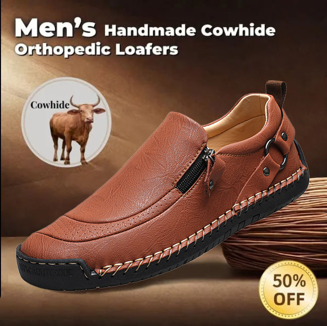 ⏰ 50% off - Men's Genuine Leather Non-Slip Round Toe Orthopedic Shoes