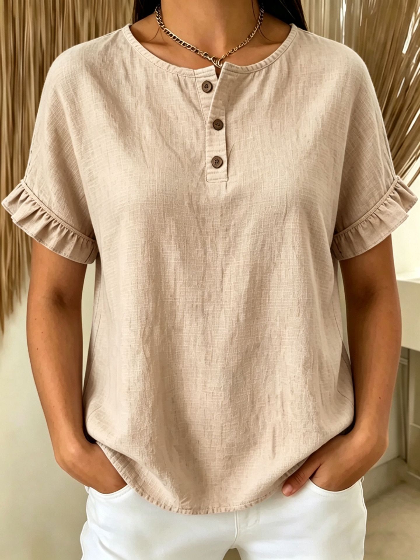 [Copy]New Arrivals🔥 Women's Casual Denim V-Neck Ruffled Shirt