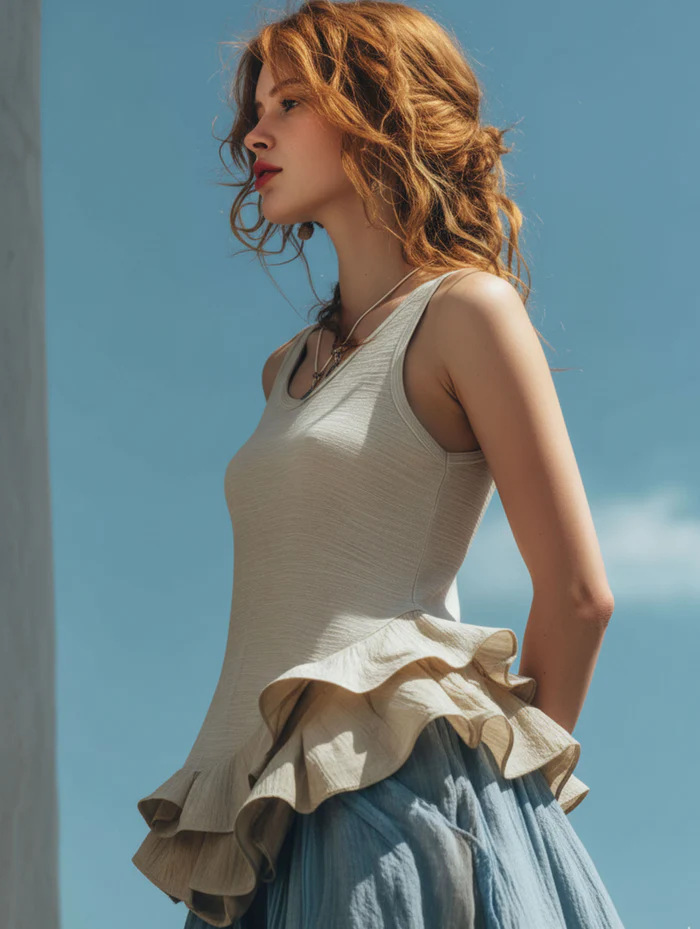 Yalina Ruffle Hem Tank Top