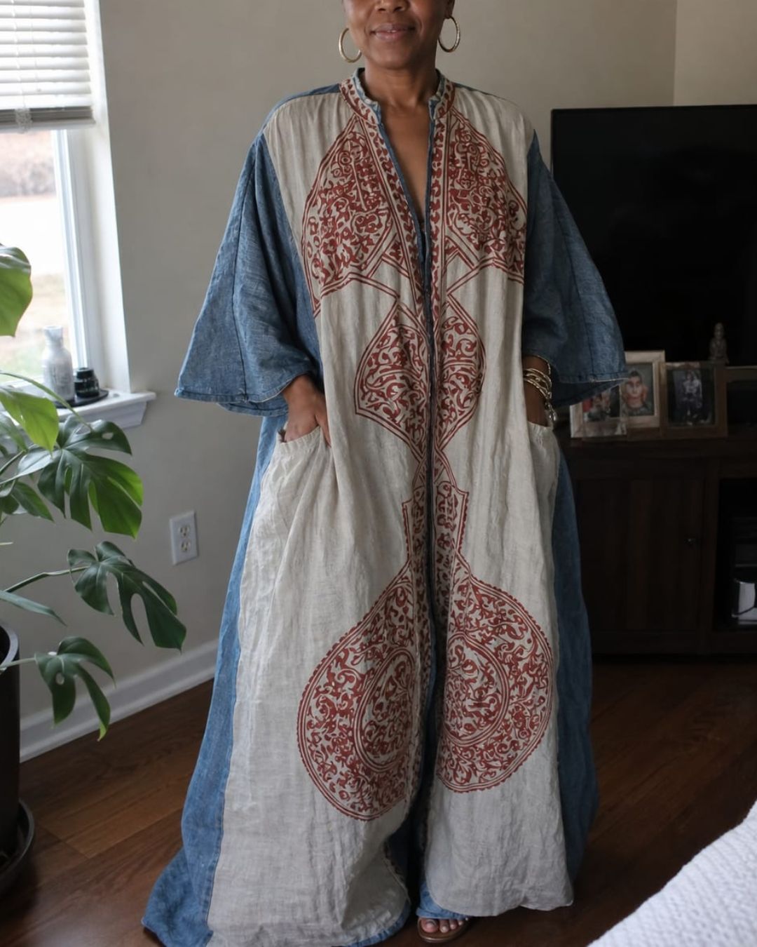 V-Neck Printed Bohemian Wide-Leg Jumpsuit