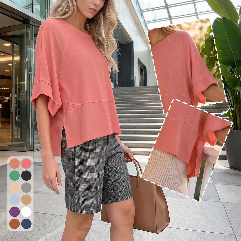 Women's Fashionable Color-Block Flared-Sleeve T-Shirt