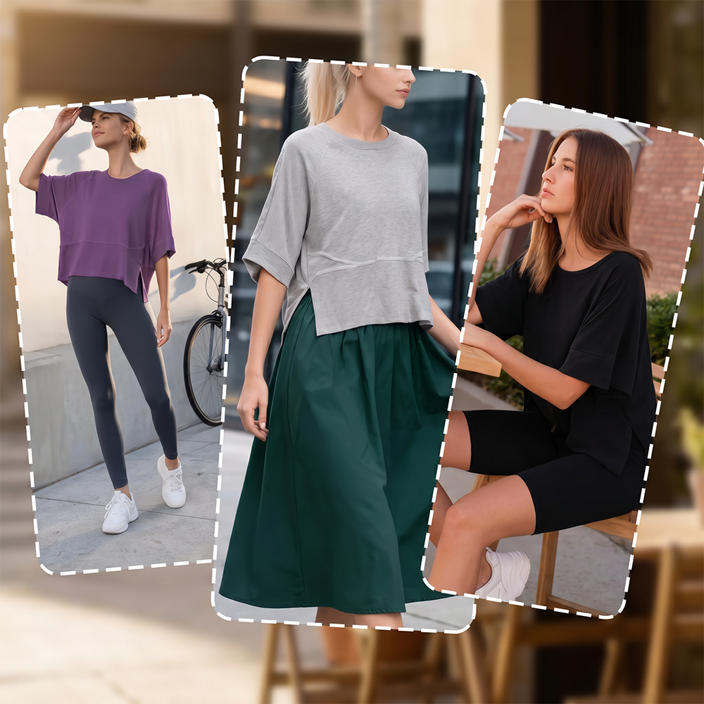 Women's Fashionable Color-Block Flared-Sleeve T-Shirt