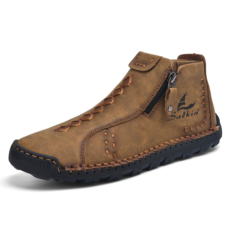 ⏰ 50% off - Men's orthopedic leather shoes/outdoor boots with side zipper design