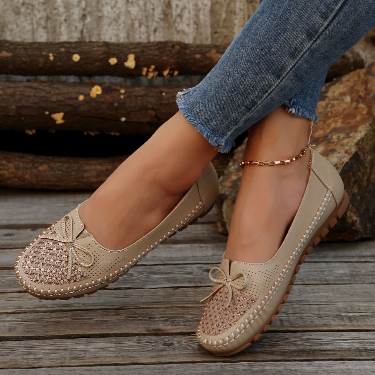 Women's non-slip leather casual shoes
