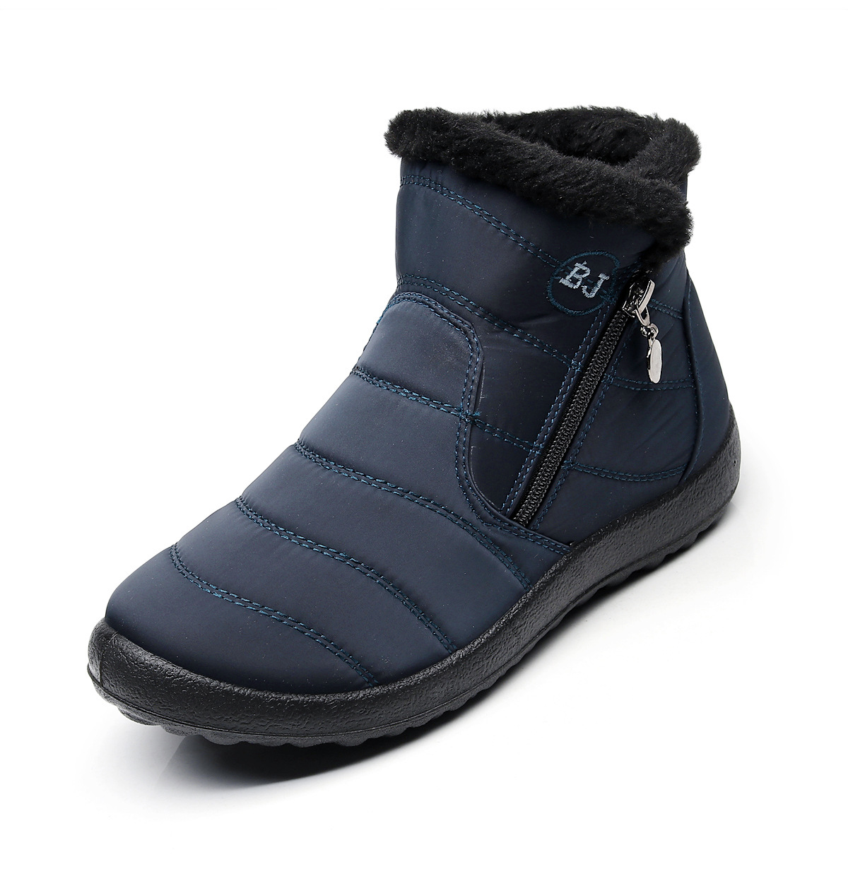 Winter warm mid-calf snow boots with side zipper, widened and waterproof.