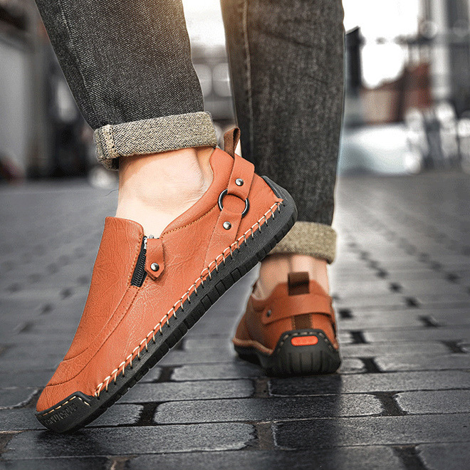 ⏰ 50% off - Men's Genuine Leather Non-Slip Round Toe Orthopedic Shoes