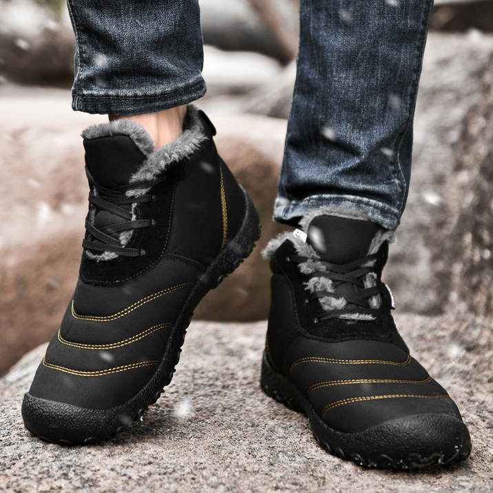 Men's winter snow boots with fleece lining, extra thick, warm and lightweight sole