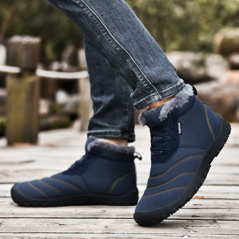 Men's winter snow boots with fleece lining, extra thick, warm and lightweight sole