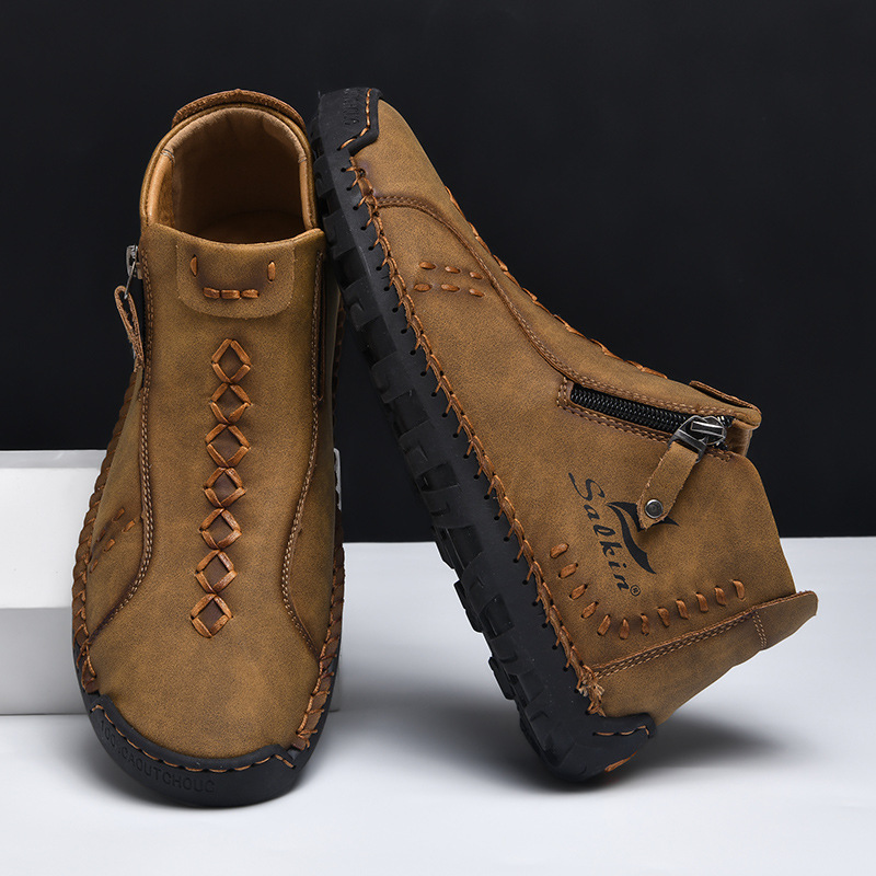 ⏰ 50% off - Men's orthopedic leather shoes/outdoor boots with side zipper design