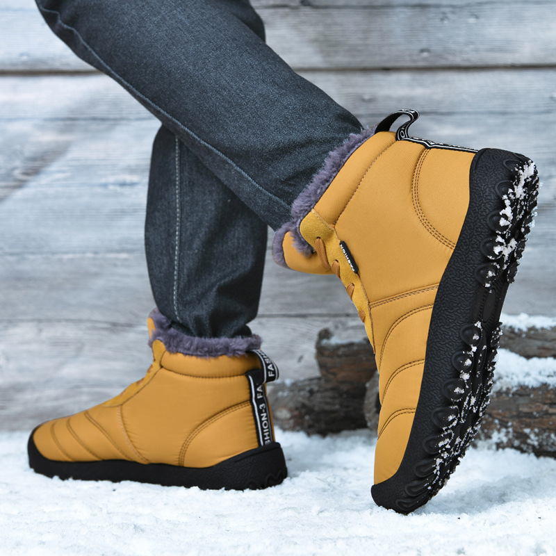 Men's winter snow boots with fleece lining, extra thick, warm and lightweight sole