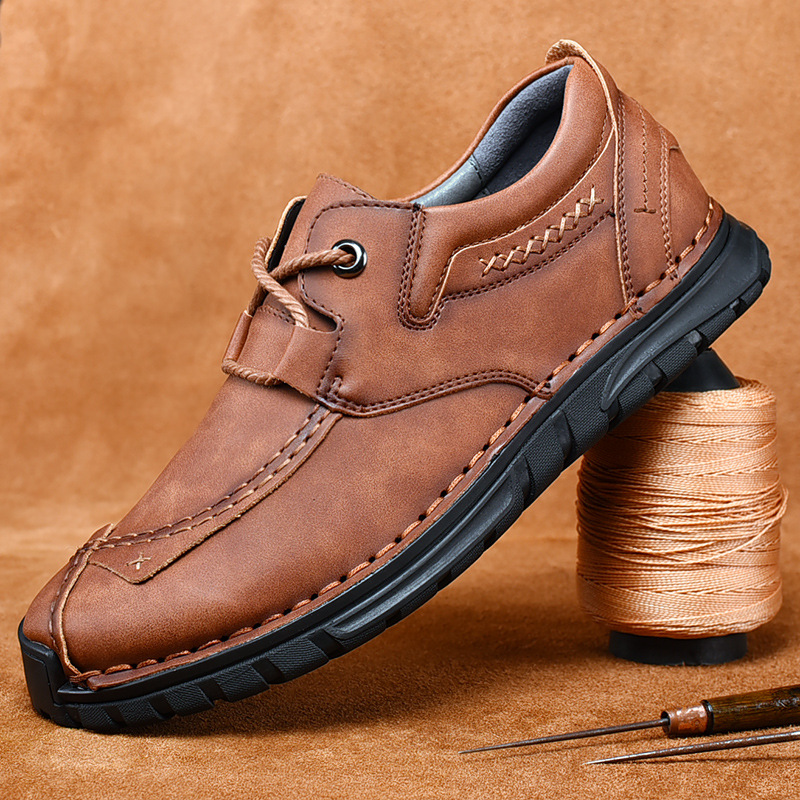 ⏰ 50% off - Men's Orthopedic Casual Shoes, Handmade Genuine Leather Men's Casual Wide-Foot Loafers, Soft-Soled Outdoor Non-Slip Shoes