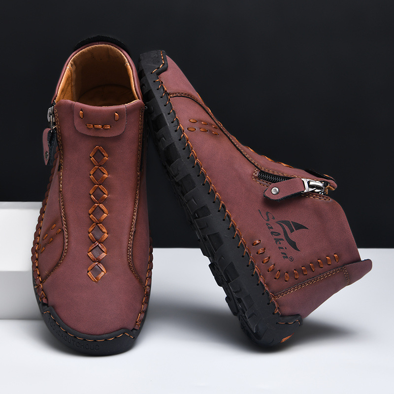 ⏰ 50% off - Men's orthopedic leather shoes/outdoor boots with side zipper design