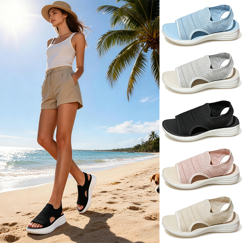 🔥Most Popular🔥Women's Breathable Knit Platform Sandals