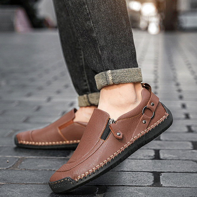 ⏰ 50% off - Men's Genuine Leather Non-Slip Round Toe Orthopedic Shoes