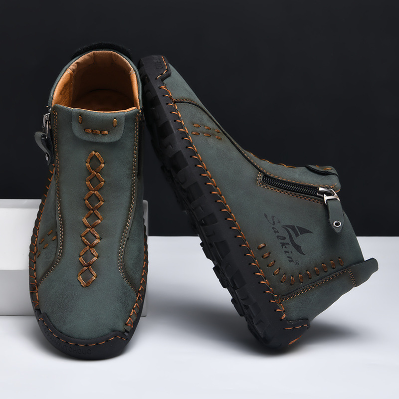 ⏰ 50% off - Men's orthopedic leather shoes/outdoor boots with side zipper design