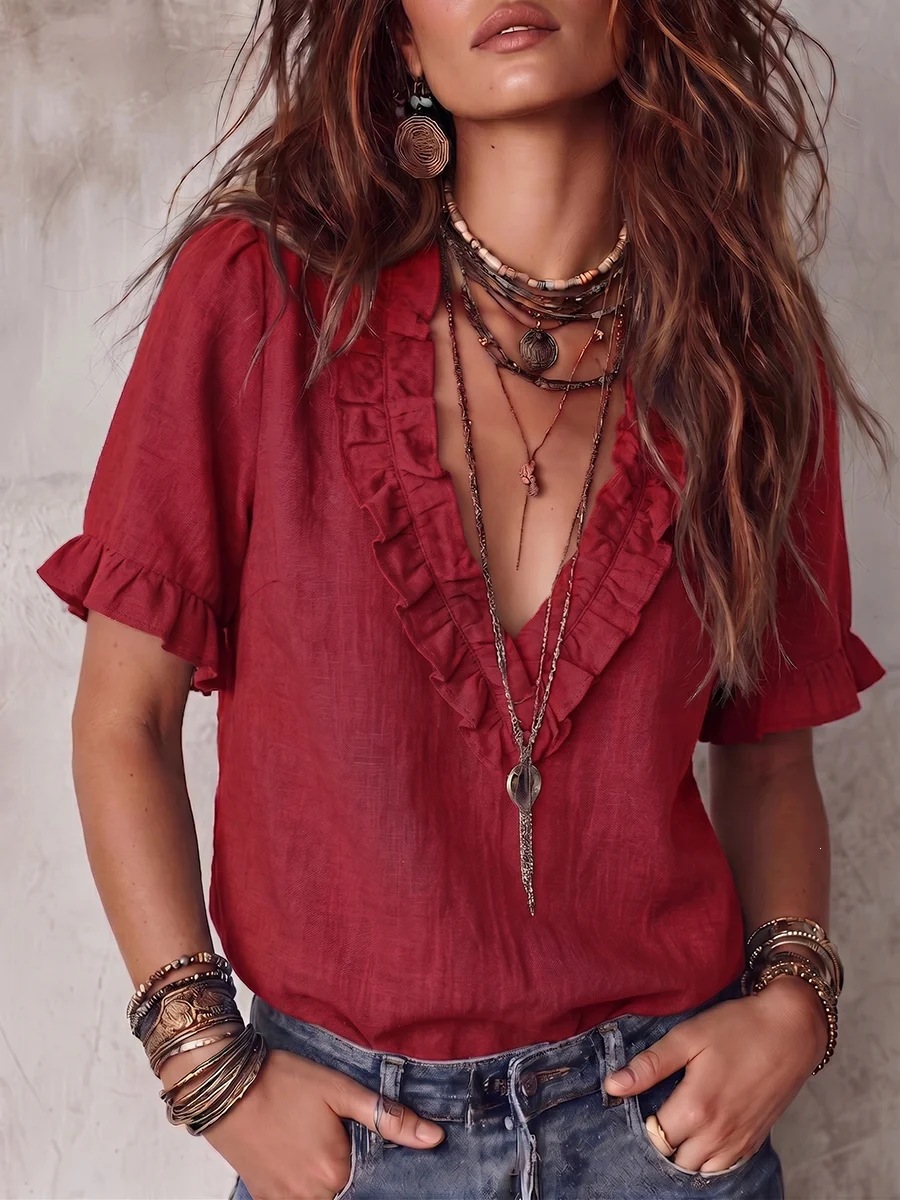 Women's casual V-neck top