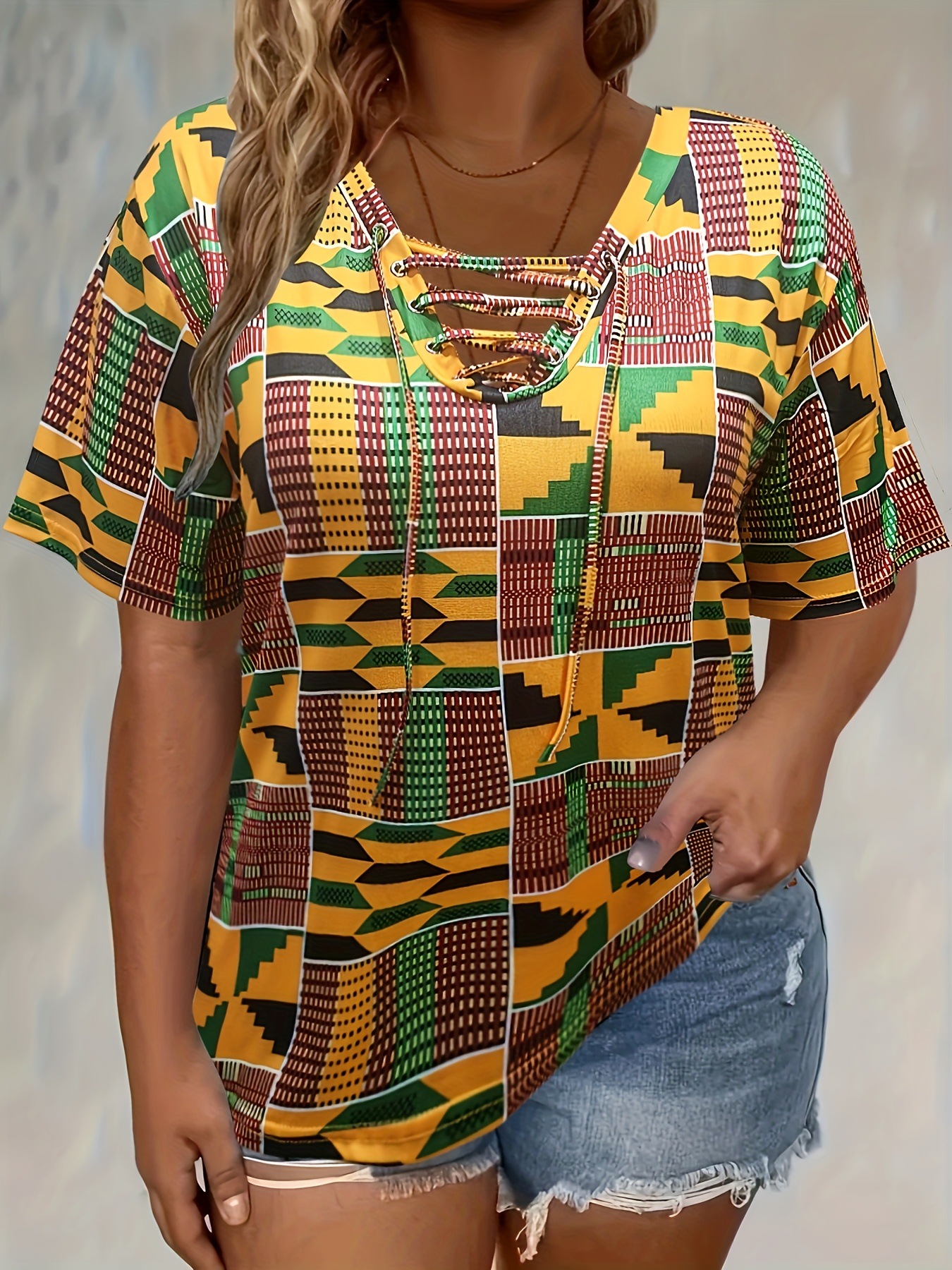 New Summer Women's Tie-Dye Print Short-Sleeve Top