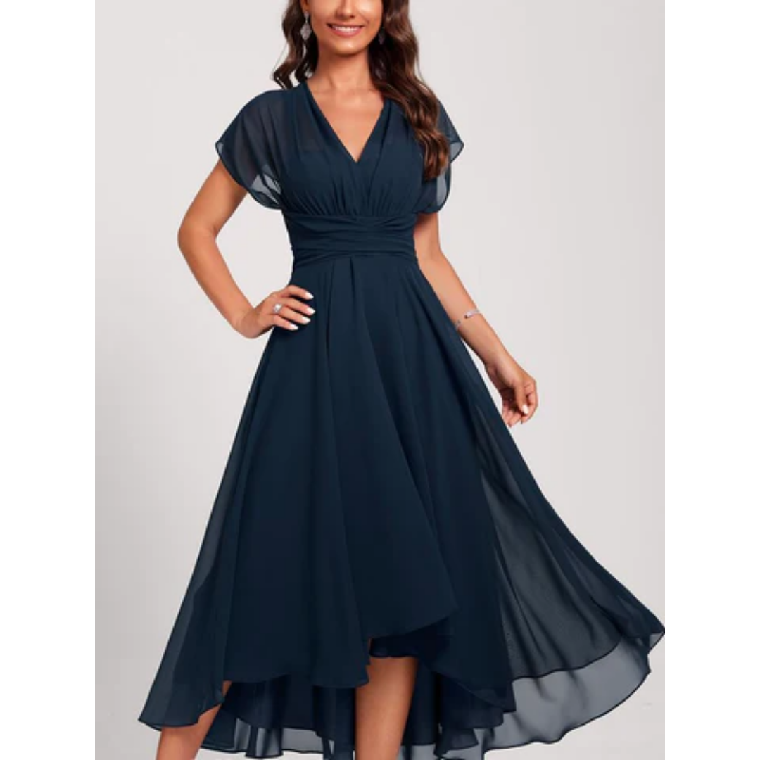 Elegant Women's Chiffon V-Neck Dress