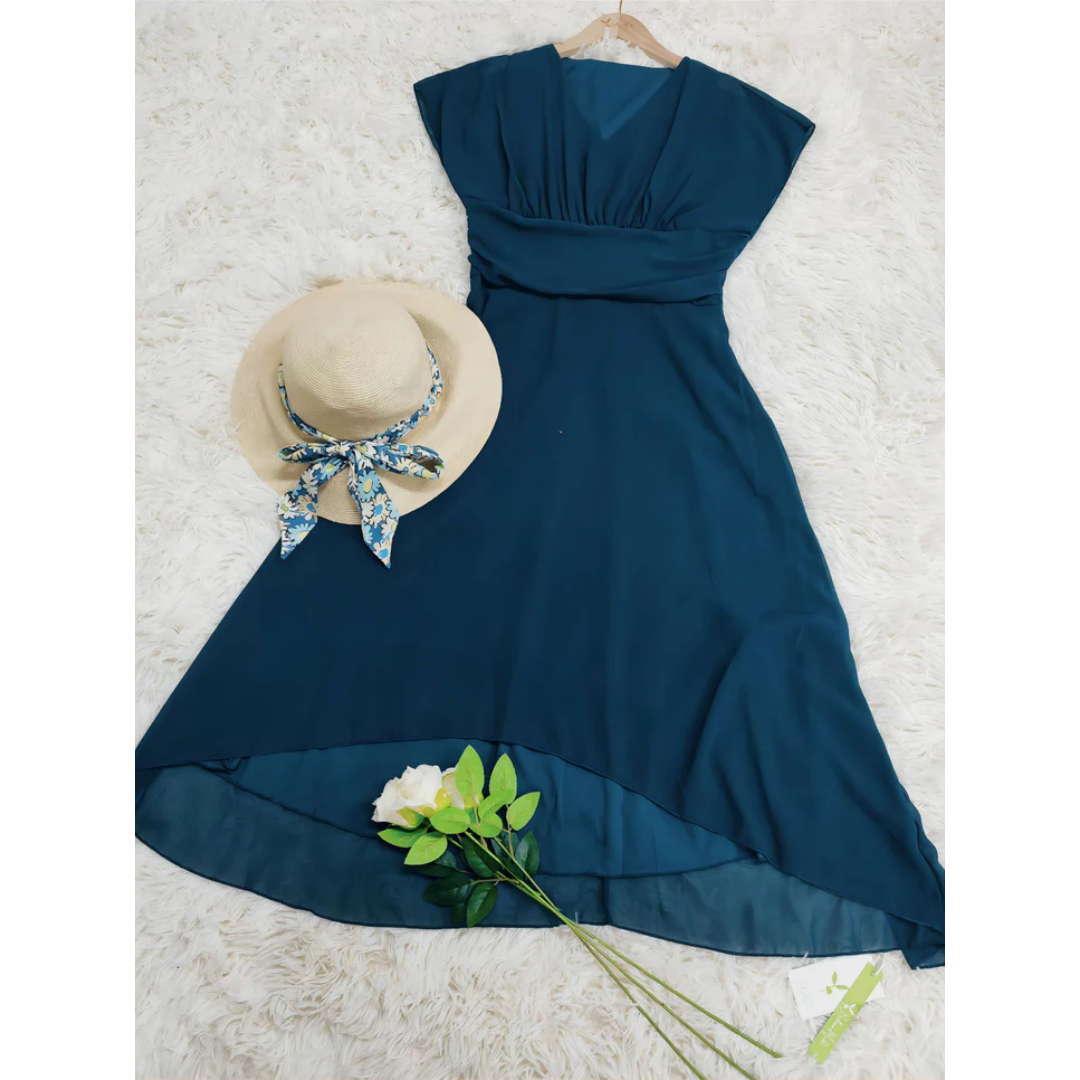 Elegant Women's Chiffon V-Neck Dress