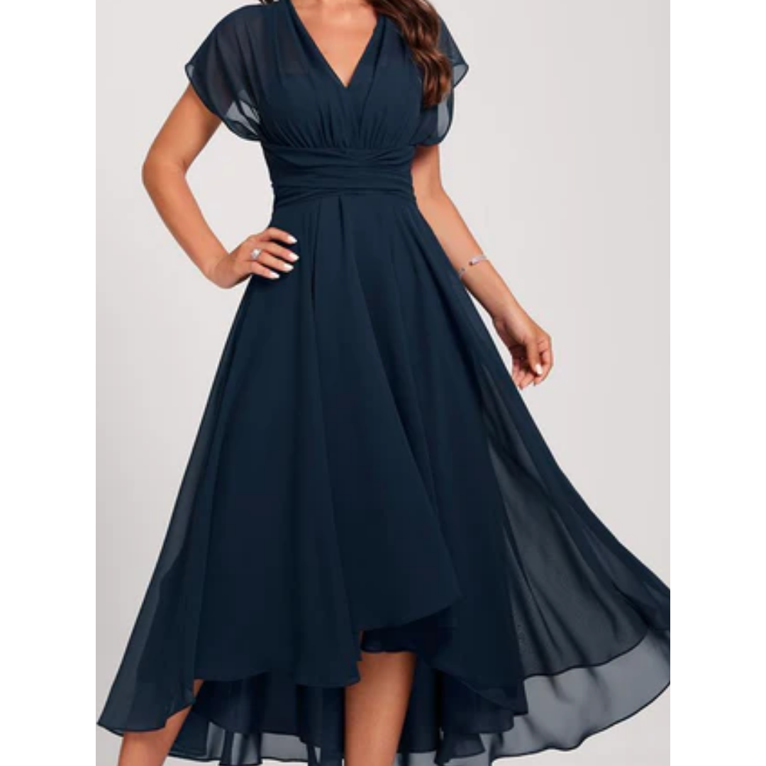 Elegant Women's Chiffon V-Neck Dress