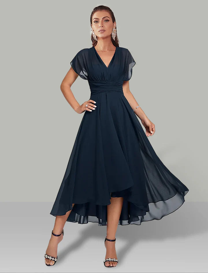 Elegant Women's Chiffon V-Neck Dress