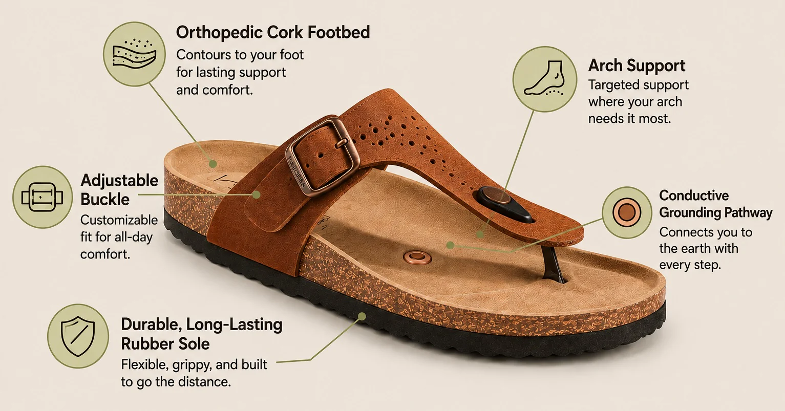 Women's Earthing Sandals Copper Rivet Brooke