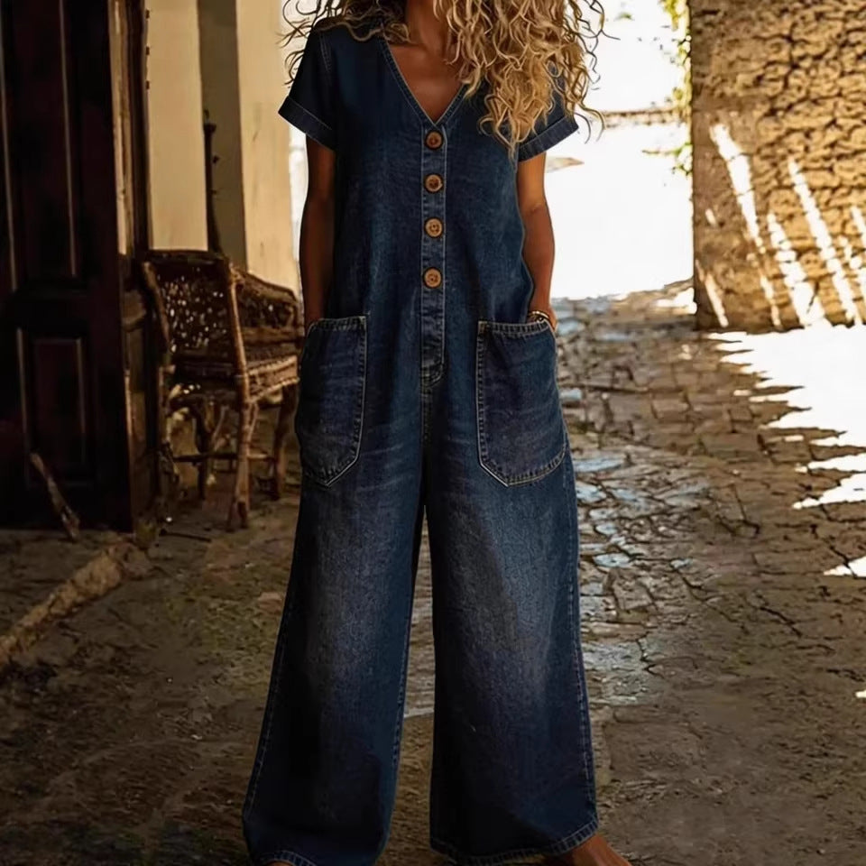 Women's Casual One-Piece Wide-Leg Jumpsuit