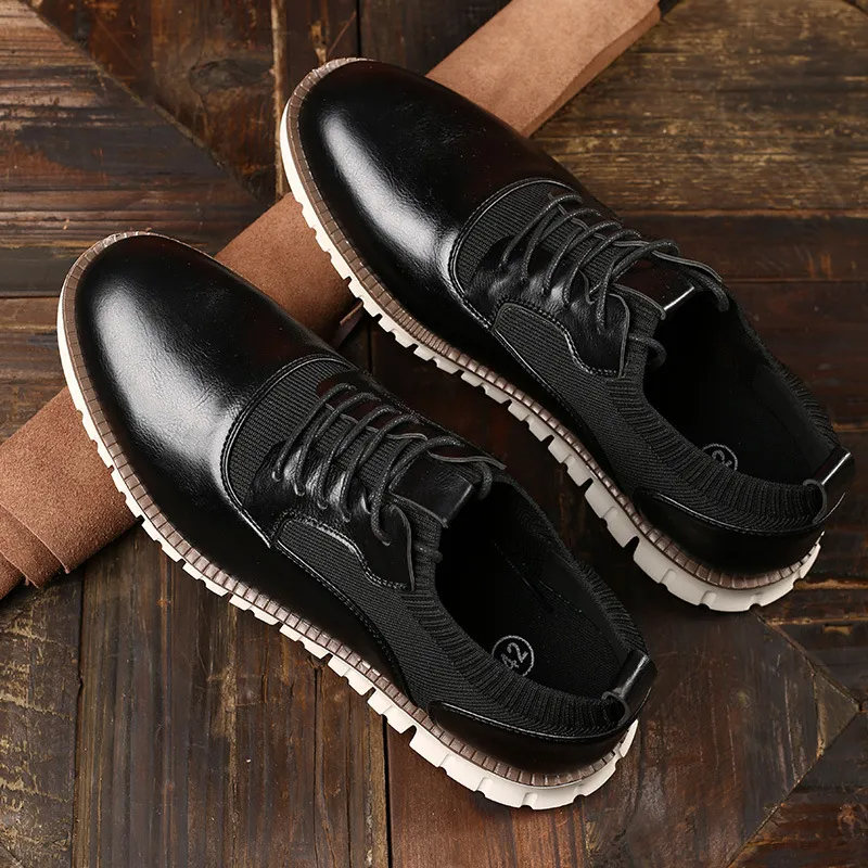 Men's Loafers Genuine Leather Shoes Casual Oxford Lace Up Dress Shoes