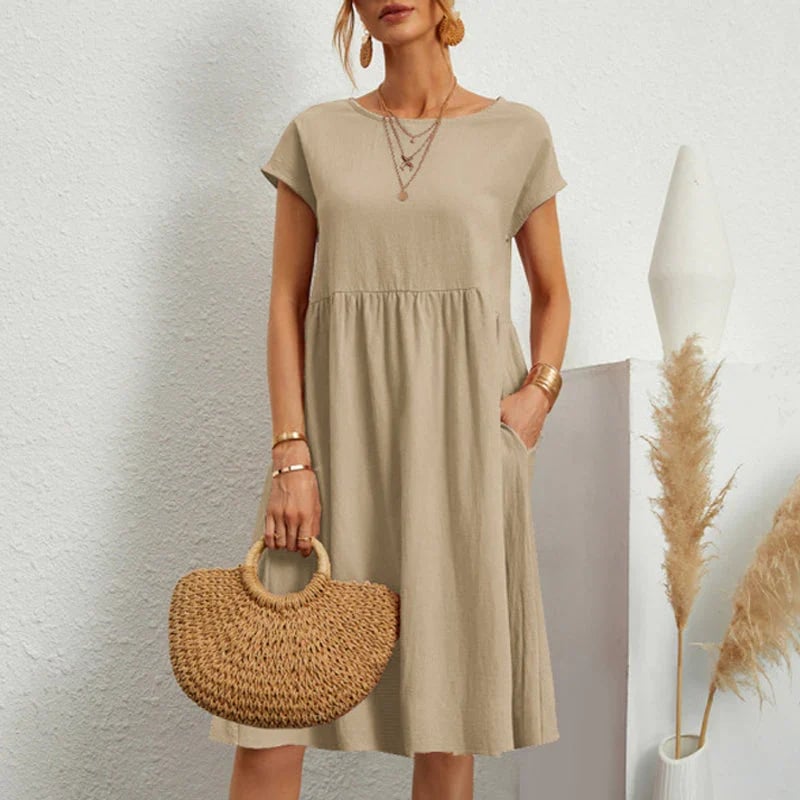 🔥Women's Cotton Round Neck Dress(Buy 2 get 15% off )