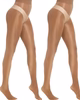 Two Pack High Waisted Silky Shiny Transparent Tights Pantyhose