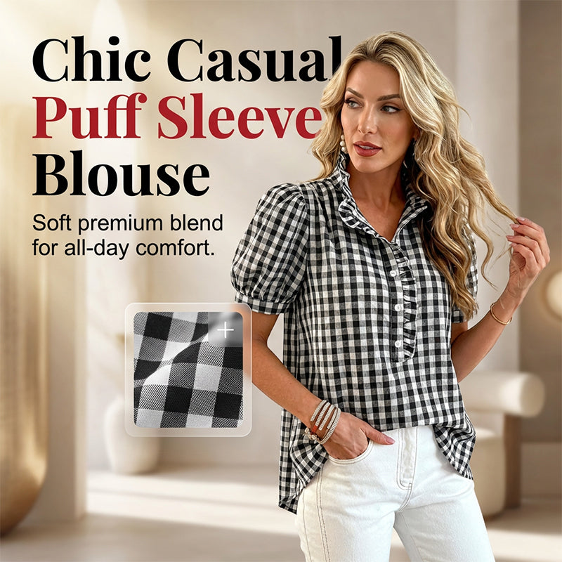 💥Limited-time 49% discount gift💕Casual women's top with ruffles and puff sleeves