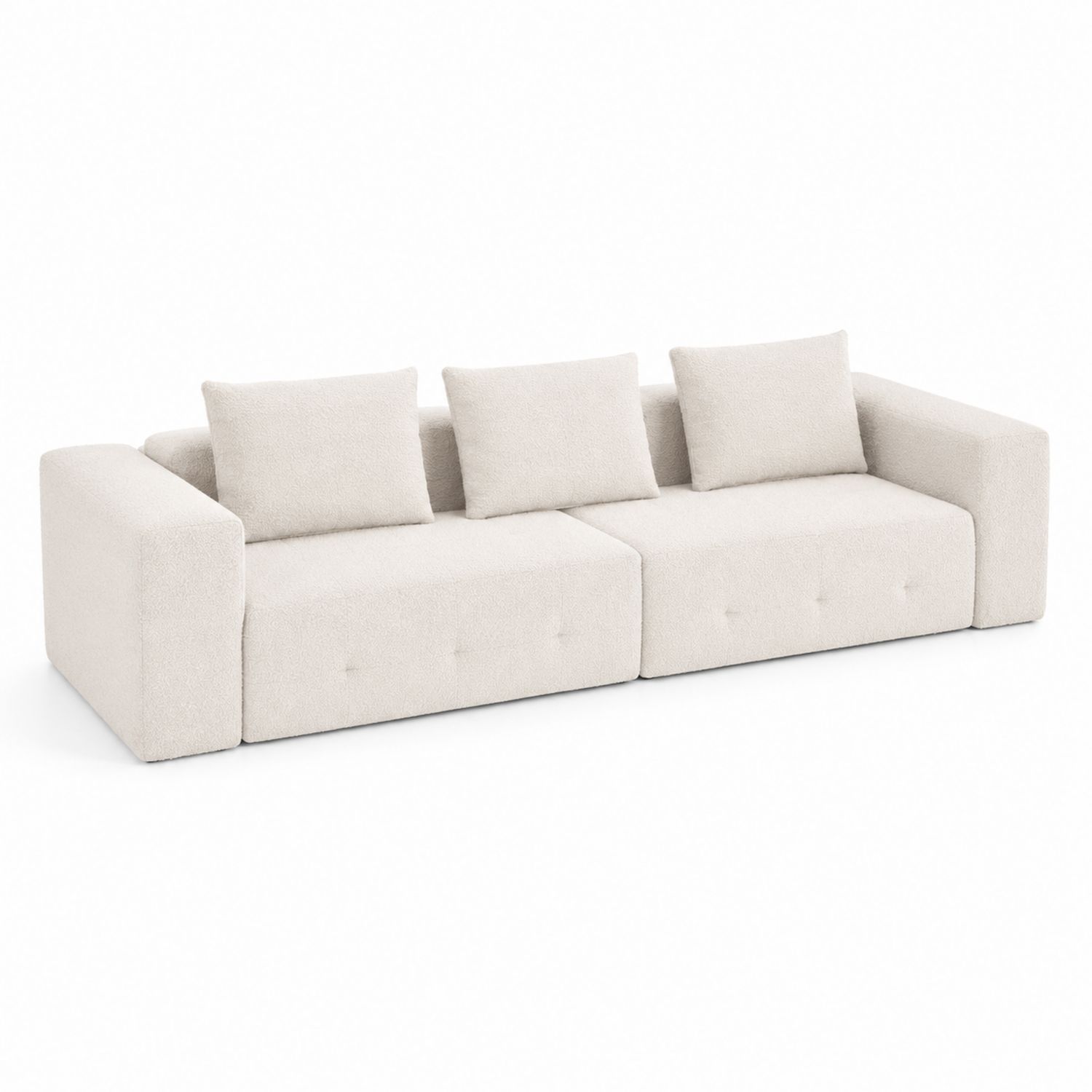Bouclé-Stoff Sofa Beige 300 cm-Retrohomestead