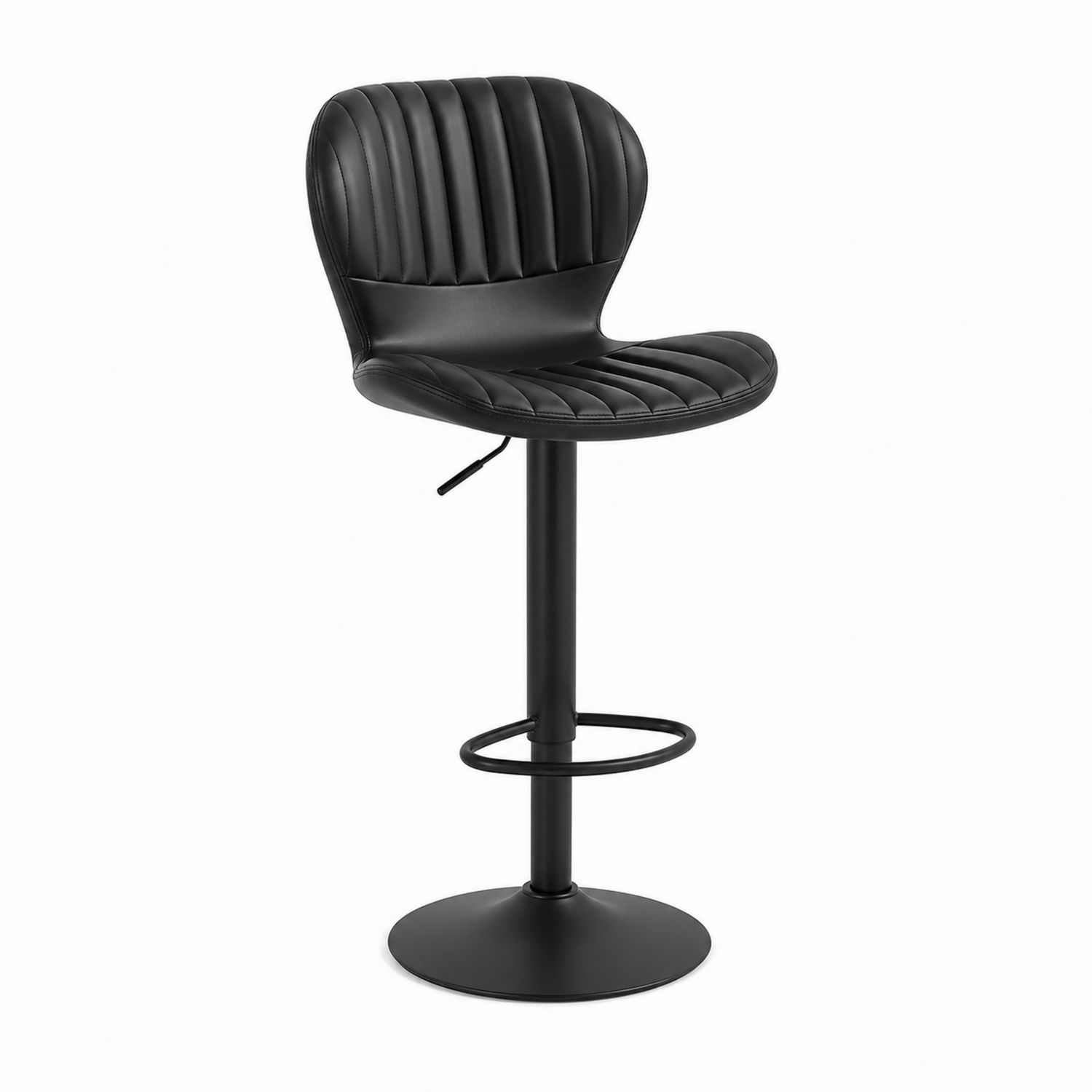 Höhenverstellbarer Barhocker Metall PU-Leder Schwarz 85-105 cm-Retrohomestead