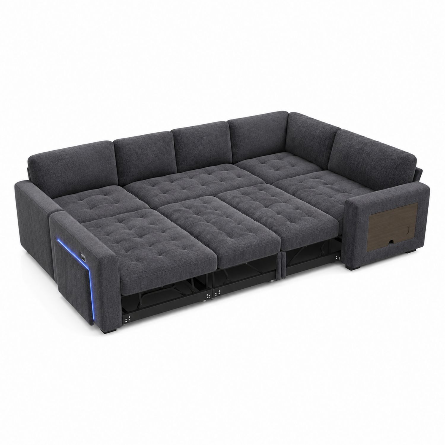 Modulares Sofa Dunkelgrau Polyester 250x150x85cm-Retrohomestead