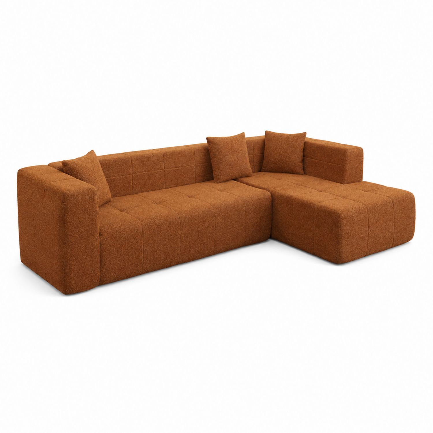 Ecksofa L-Form Braun Stoff-Retrohomestead