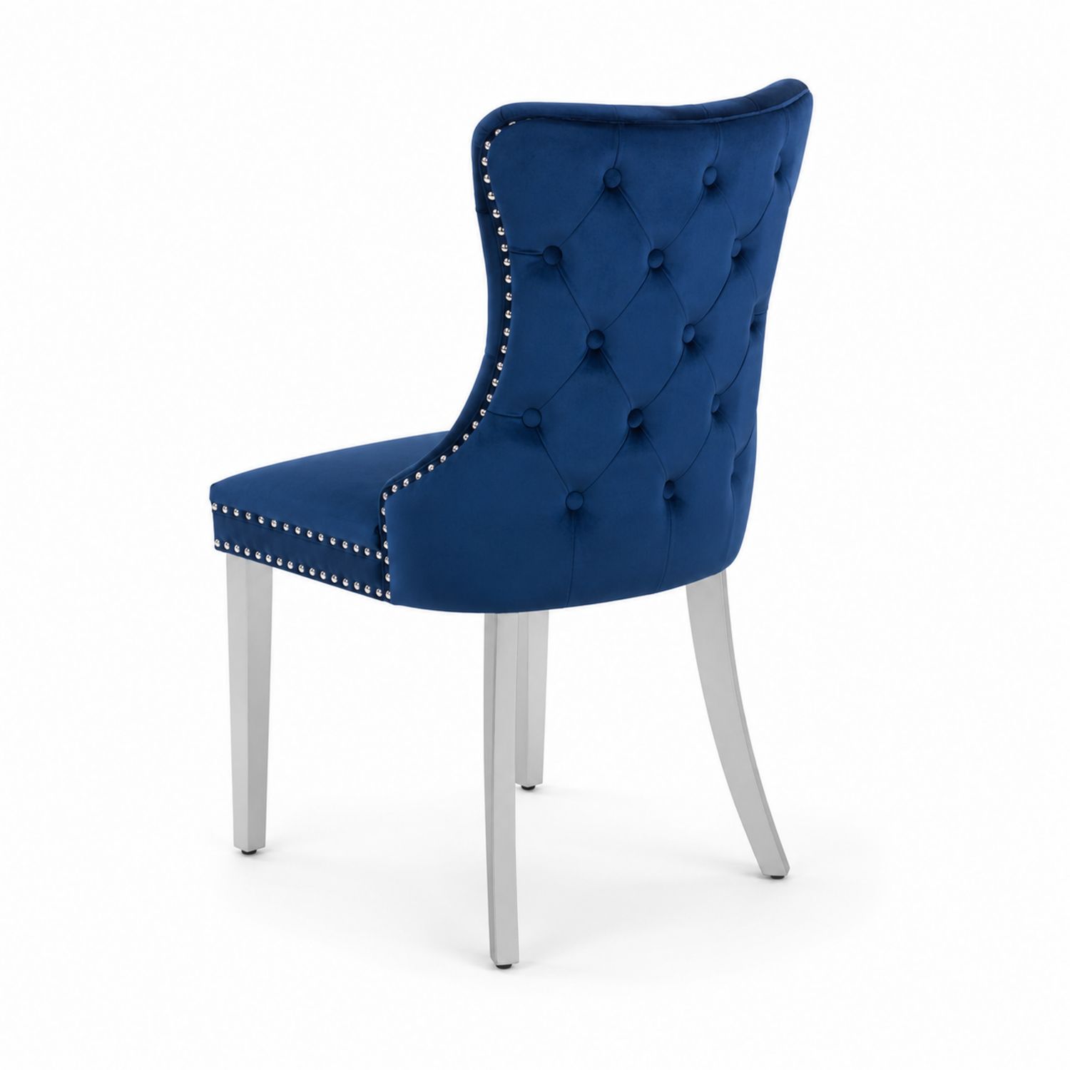 Esszimmerstuhl aus Samt mit Metallbeinen Blau-Retrohomestead