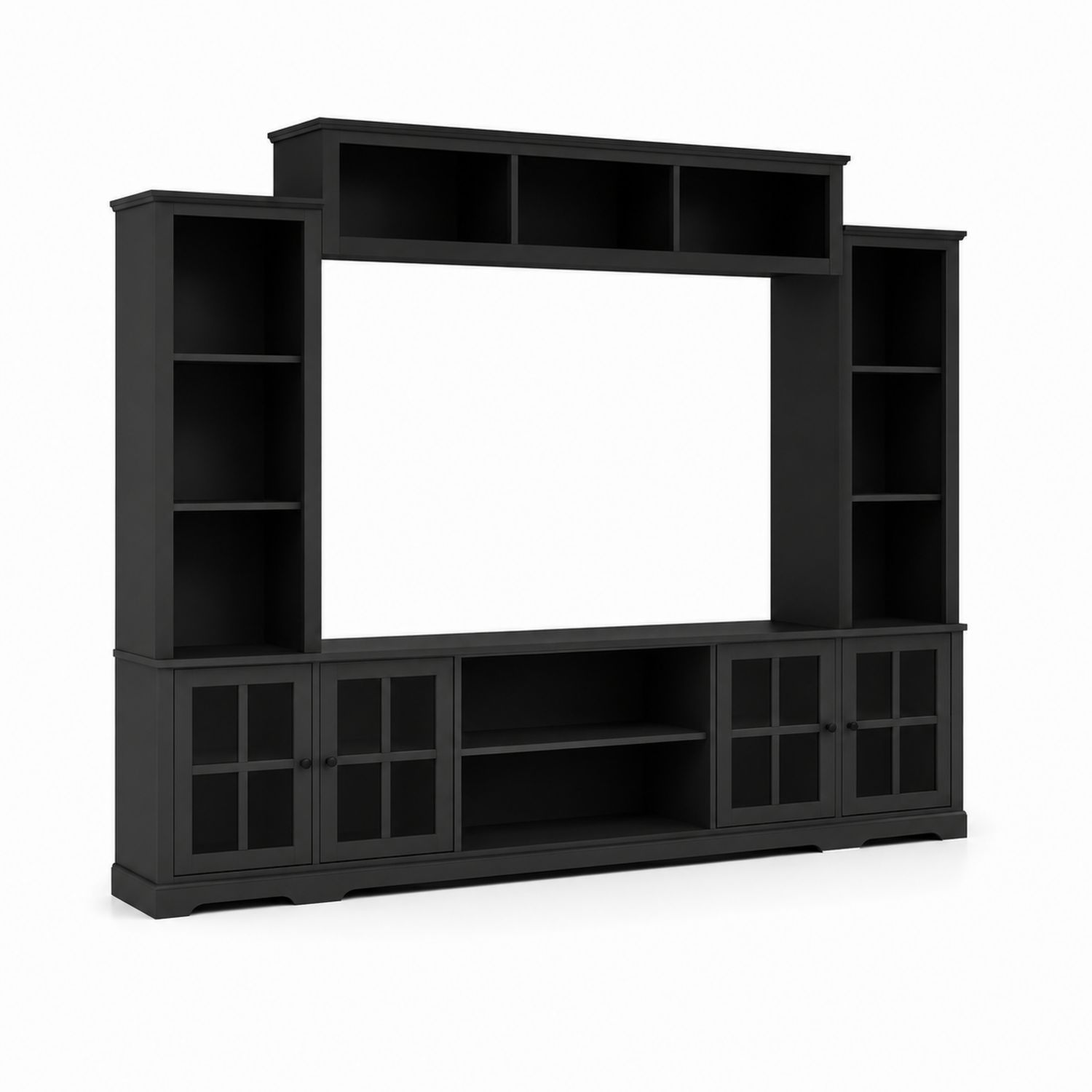 TV-Möbel Entertainment-Center Schwarz MDF-Holz 246x210x40 cm-Retrohomestead