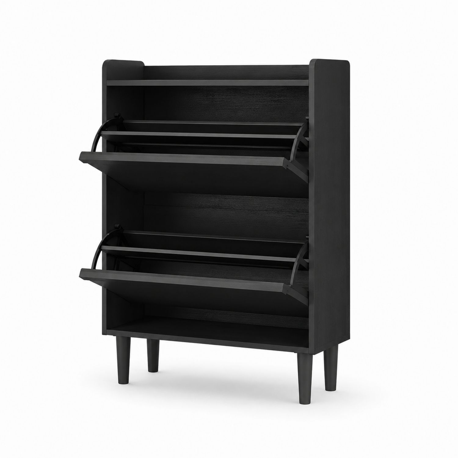 Schuhschrank Holz Schwarz mit 3 Klappen-Retrohomestead