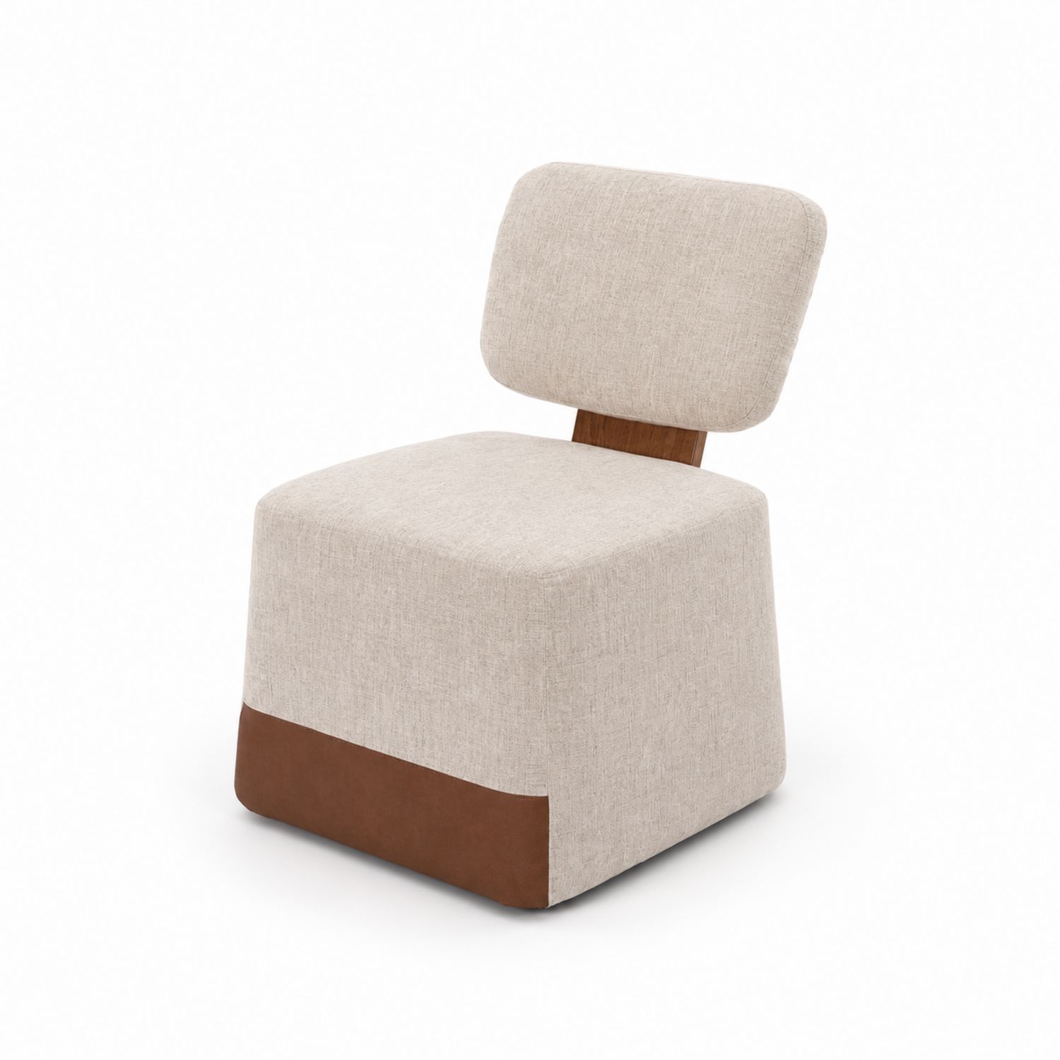 Stuhl aus Polyester und Kunstleder Beige/Braun-Retrohomestead
