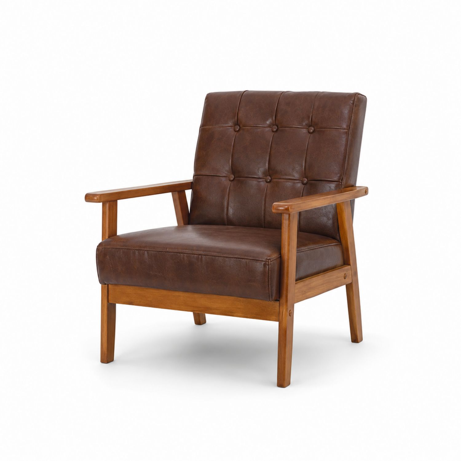 Sessel aus Holz und Kunstleder Braun-Retrohomestead