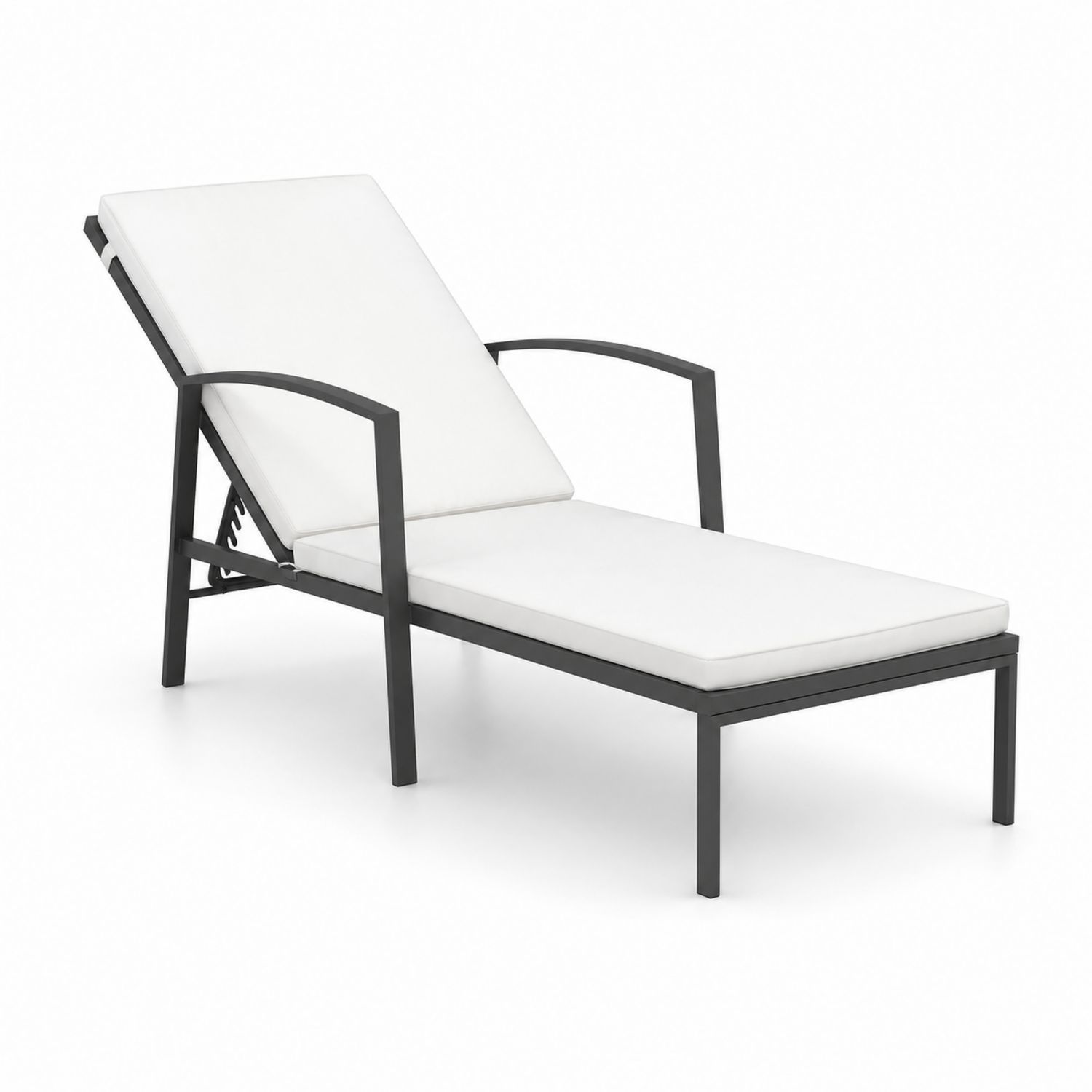 Liegestuhl Aluminium Schwarz Weiß 195x64x35 cm-Retrohomestead